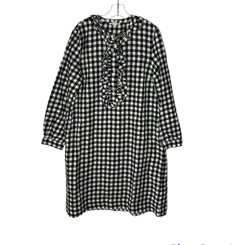 Crewcuts Black and White Gingham Ruffle-Front Dress